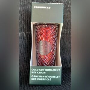 Starbucks 2022 Christmas MERLOT Bling Tumbler Key Chain Ornament.